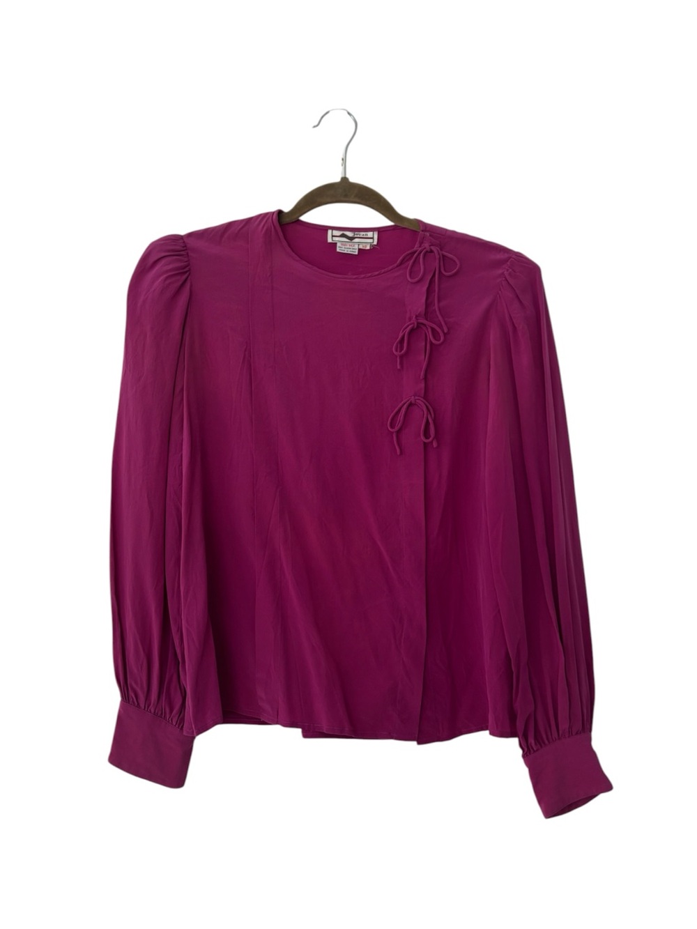 Jovani Magenta bow-Detail Long Sleeve Blouse